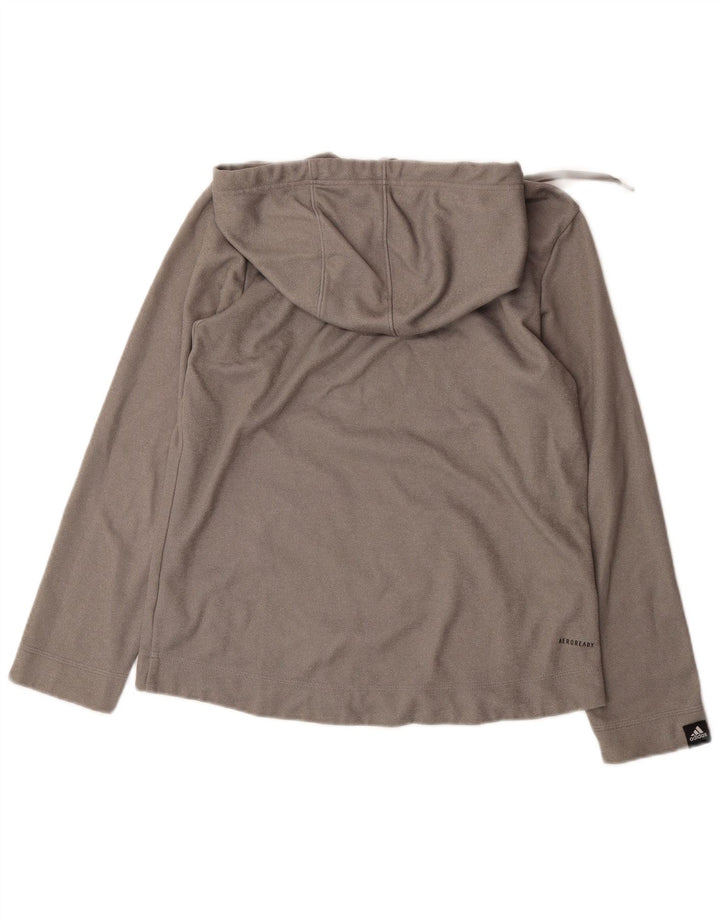 ADIDAS Womens Aeroready Graphic Hoodie Jumper UK 14 Medium Grey Polyester
