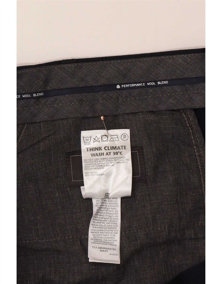 Marks & Spencer Herre skræddersyede jakkesætsbukser W44 L31 Marineblå uld