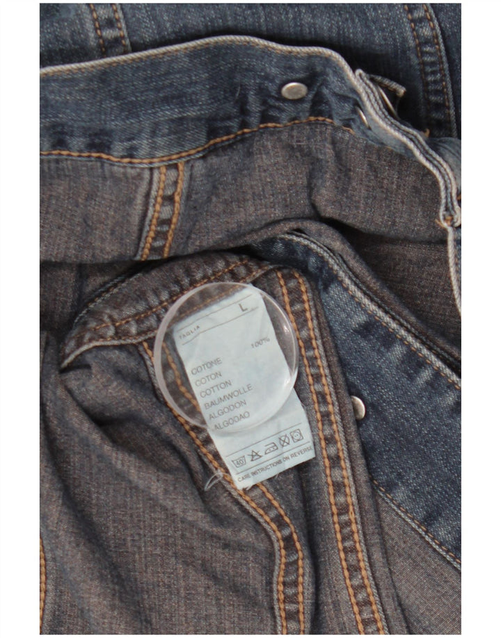 Sisley Dame denimjakke UK 14 Stor Blå Bomuld