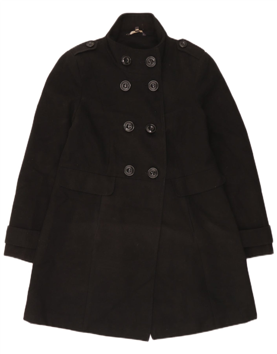 Marks & Spencer Dobbeltradet frakke til kvinder UK 12 Medium Sort Polyester