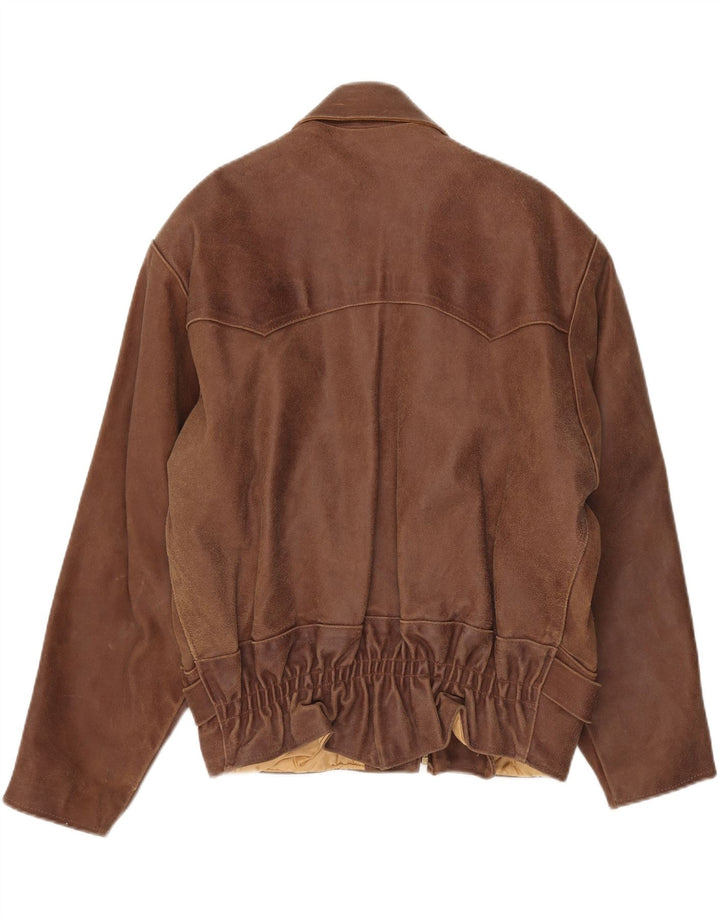 Vintage dame læderjakke UK 20 2XL Brun