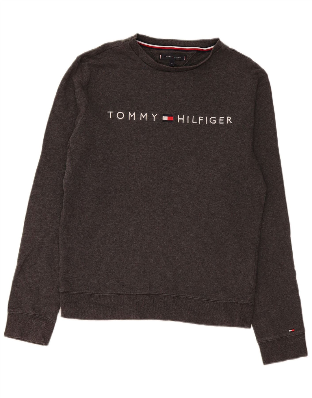 Tommy Hilfiger Herre Grafisk Sweatshirt Jumper Medium Grå Bomuld