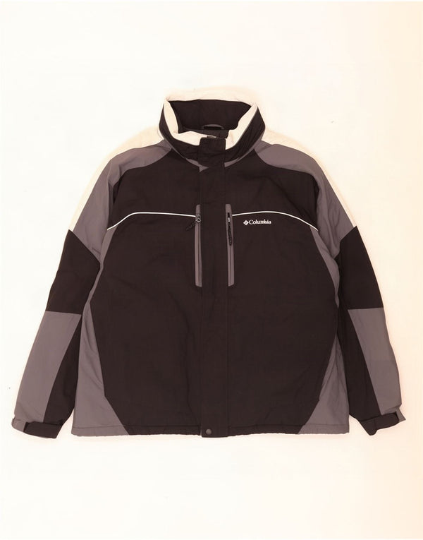 Columbia Herre Hooded Windbreaker Jacket UK 44 2XL Sort Colourblock Nylon
