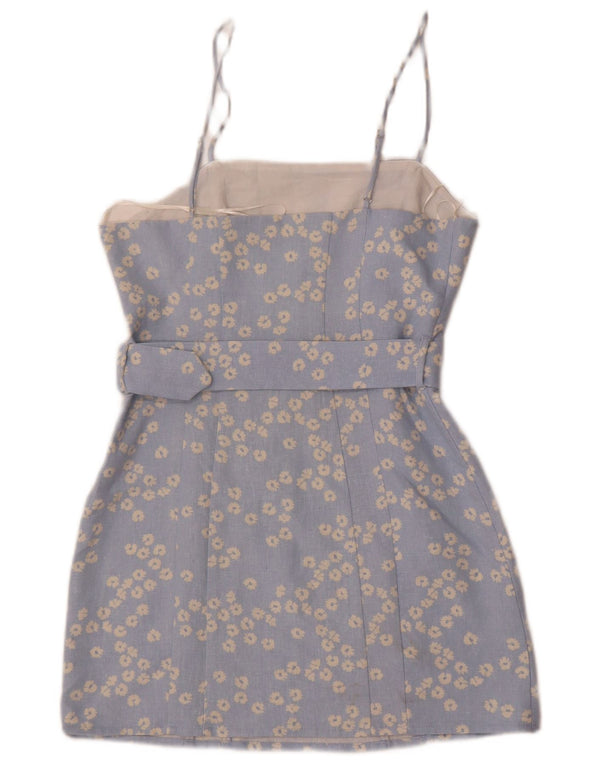 Zara Womens Sleeveless Off Shoulder Dress UK 12 Medium Blue Floral