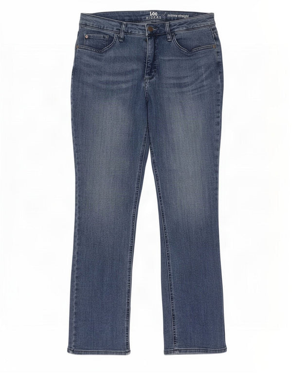 Lee Womens Riders Mid Rise Straight Jeans US 10 Large W32 L31 Blue Cotton