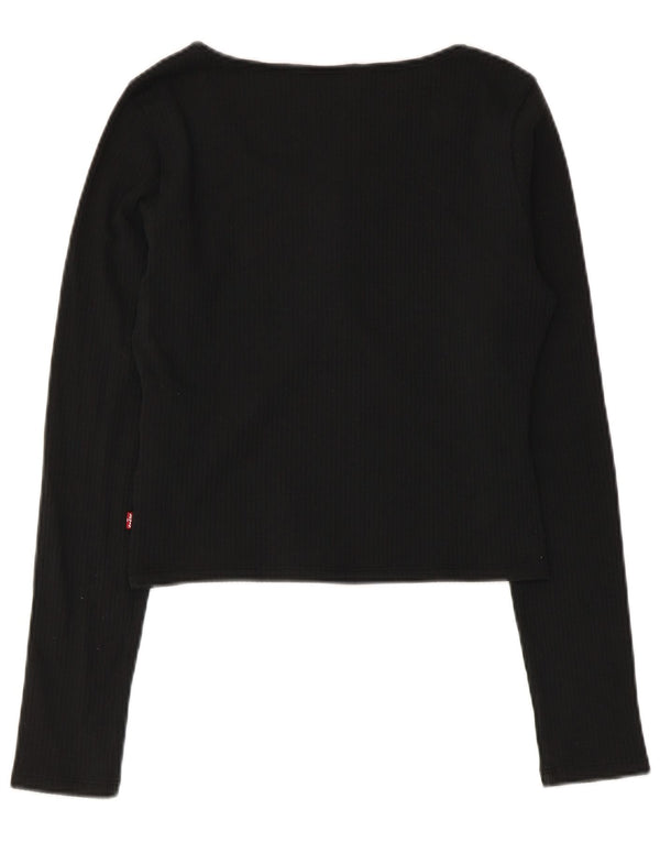 Levi's Womens Crop Top Langærmet UK 10 Small Black Bomuld