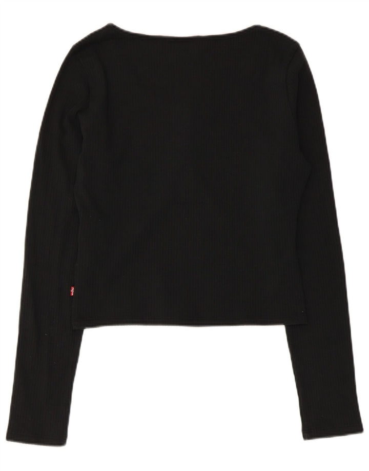 Levi's Womens Crop Top Langærmet UK 10 Small Black Bomuld