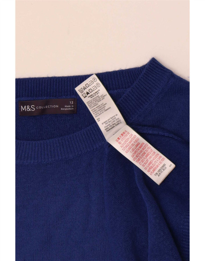 Marks & Spencer Dame Boat Neck Jumper Sweater UK 12 Medium Blue Acryl
