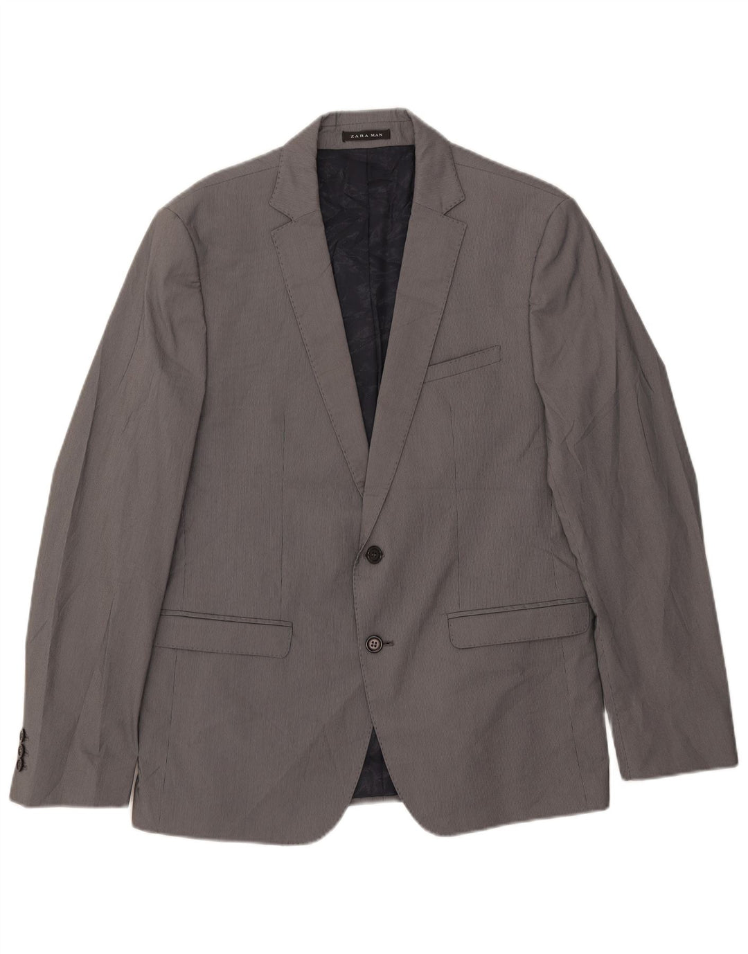 Zara Herre 2-knaps blazerjakke EU 54 XL Grå nålestribet polyester