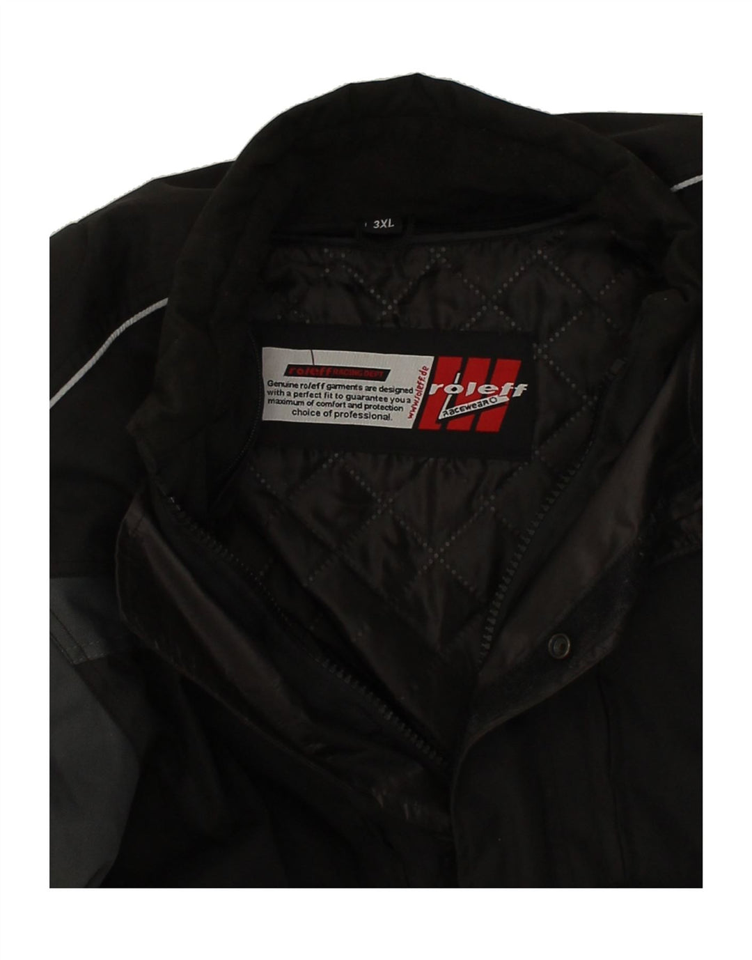 ROLEFF Mens Racer Jacket UK 46 3XL Black Colourblock Polyester Vintage ROLEFF and Second-Hand ROLEFF from Messina Hembry 