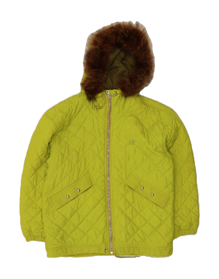 BELFE Womens Oversized Hooded Quilted Jacket IT 46 Large Yellow Polyester Vintage Belfe and Second-Hand Belfe from Messina Hembry 