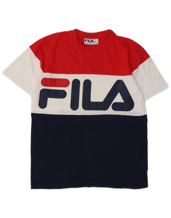 FILA Herre grafisk T-shirt Top Lille flerfarvet Colourblock Bomuld