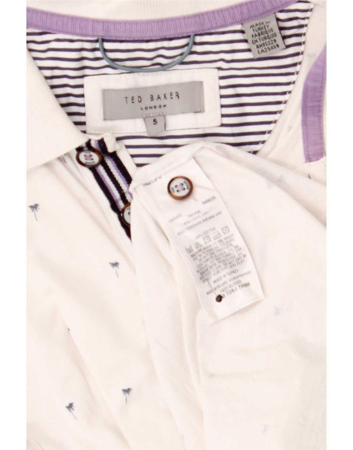 Ted Baker Poloshirt med abstrakt mønster til mænd Størrelse 5 XL Hvid Bomuld