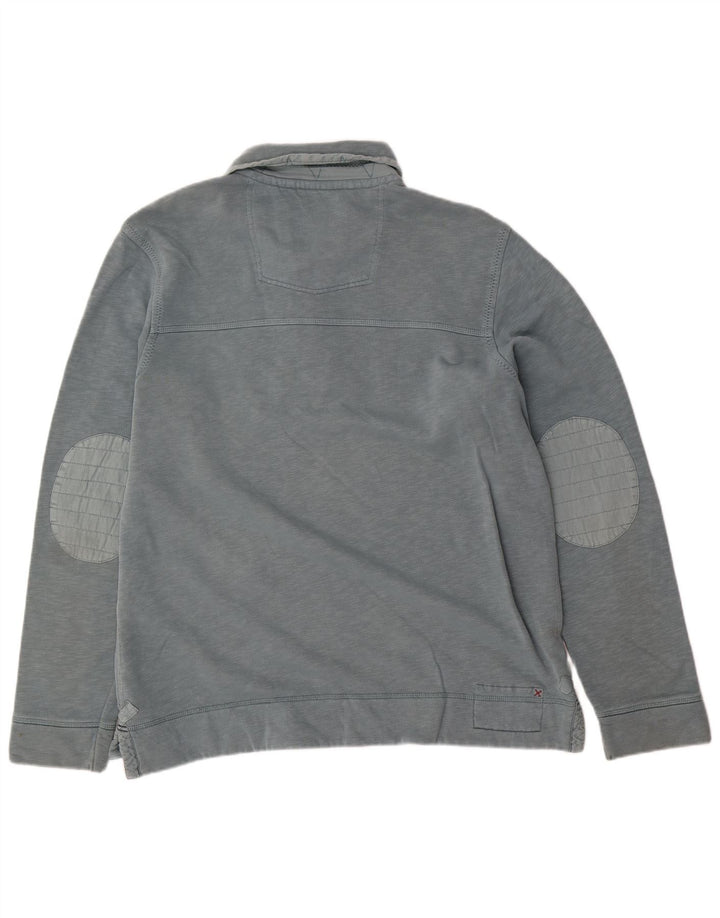 Fat Face Herre Polo Neck Sweatshirt Jumper Stor Blå Flecked Bomuld
