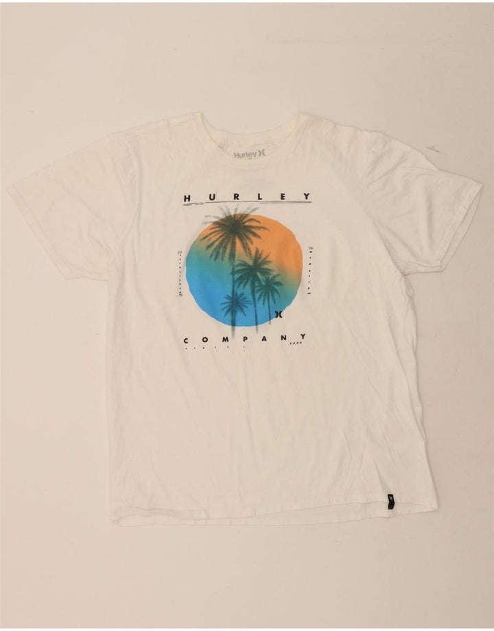 HURLEY Mens Graphic T-Shirt Top XL White Cotton Vintage Hurley and Second-Hand Hurley from Messina Hembry 