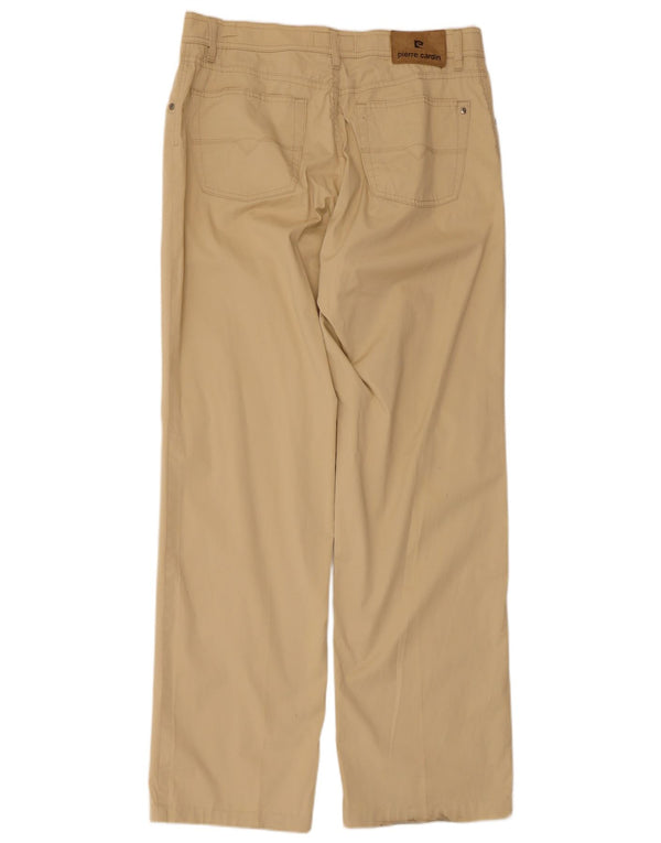 Pierre Cardin Mens Straight Casual Trousers W36 L34 Beige Cotton