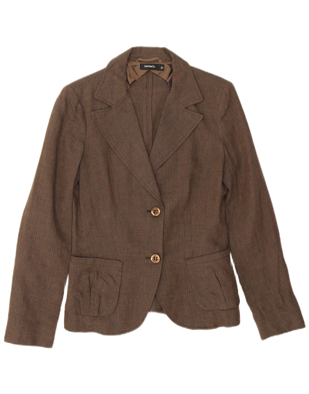 Max & Co. Dame 2-knaps blazerjakke UK 14 Medium Brown Linen