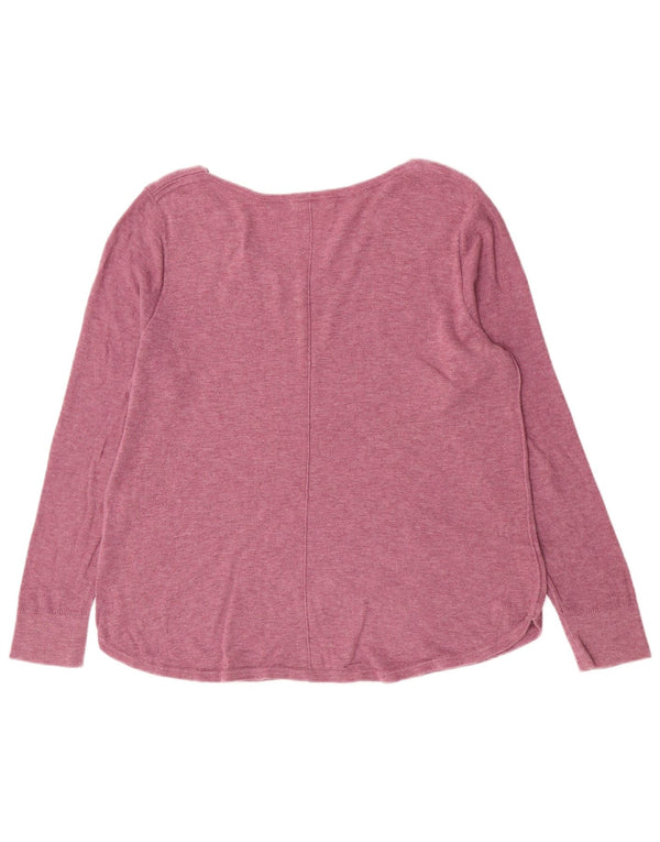 White Stuff Dame V-hals sweater UK 14 Large Pink Bomuld