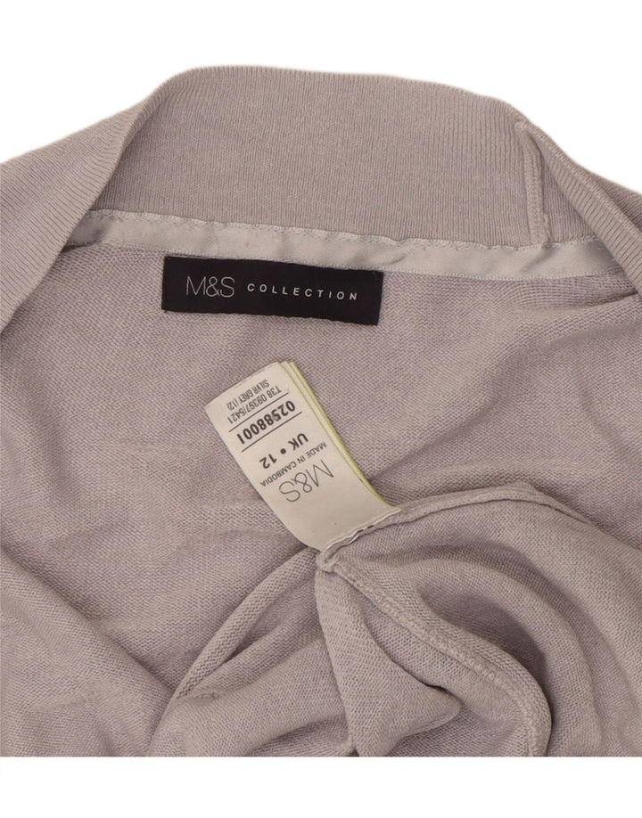 Marks & Spencer Womens Open Cardigan Sweater UK 12 Medium  Grey Acrylic
