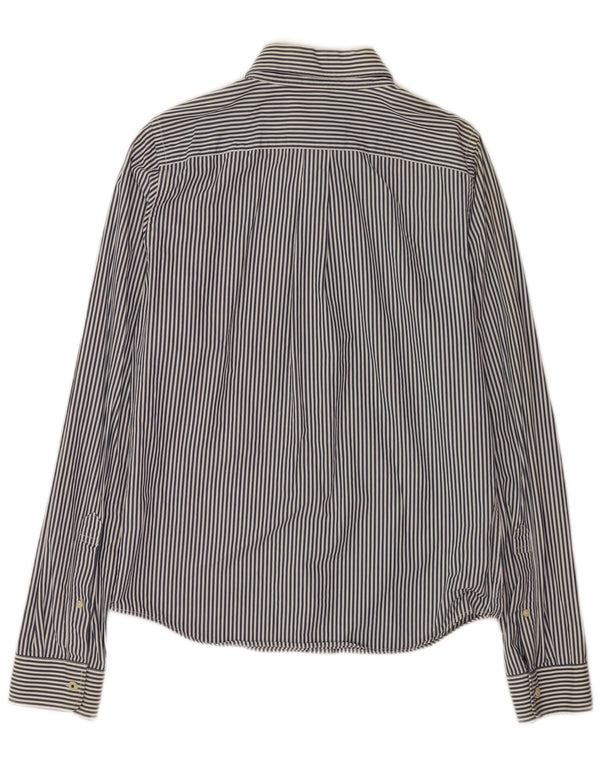 Abercrombie & Fitch Herre Muscle Shirt Medium Navy Blue Nålestribet bomuld