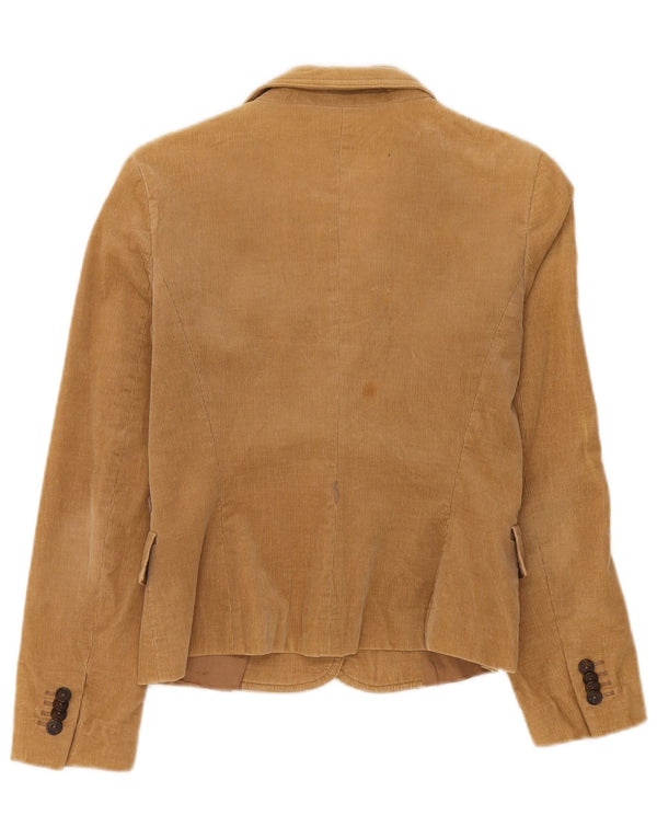 Zara Dame 2-knaps fløjlsbukser blazerjakke UK 10 Lille beige bomuld