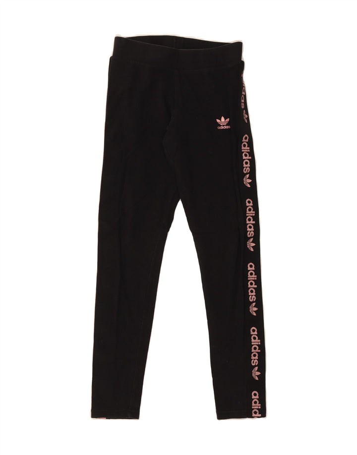 ADIDAS Womens Graphic Leggings UK 8 Small  Black Cotton Vintage Adidas and Second-Hand Adidas from Messina Hembry 