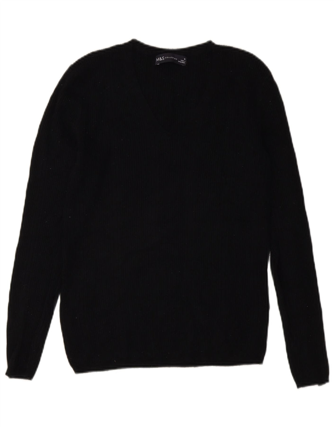 Marks & Spencer Dame V-hals sweater UK 10 Small Black Viscose