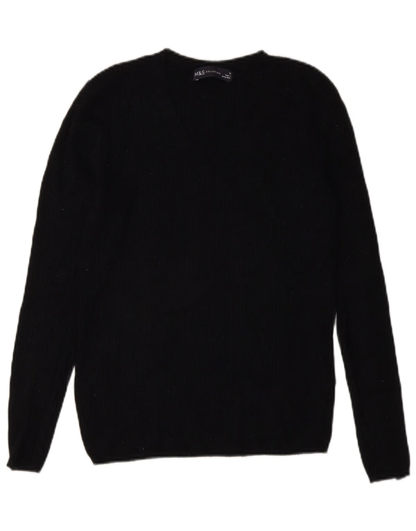 Marks & Spencer Dame V-hals sweater UK 10 Small Black Viscose