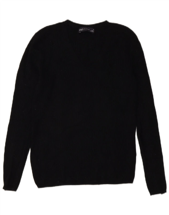 Marks & Spencer Dame V-hals sweater UK 10 Small Black Viscose