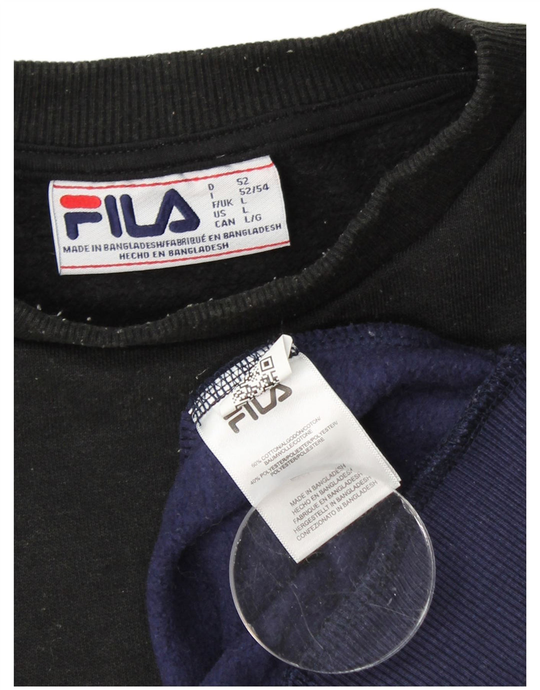 FILA Herre grafisk sweatshirt Jumper Large Navyblå Colourblock Bomuld