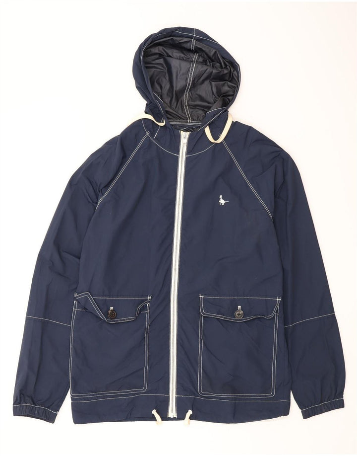 Jack Wills Herre Hooded Windbreaker Jacket UK 36 Small Navy Blue Nylon