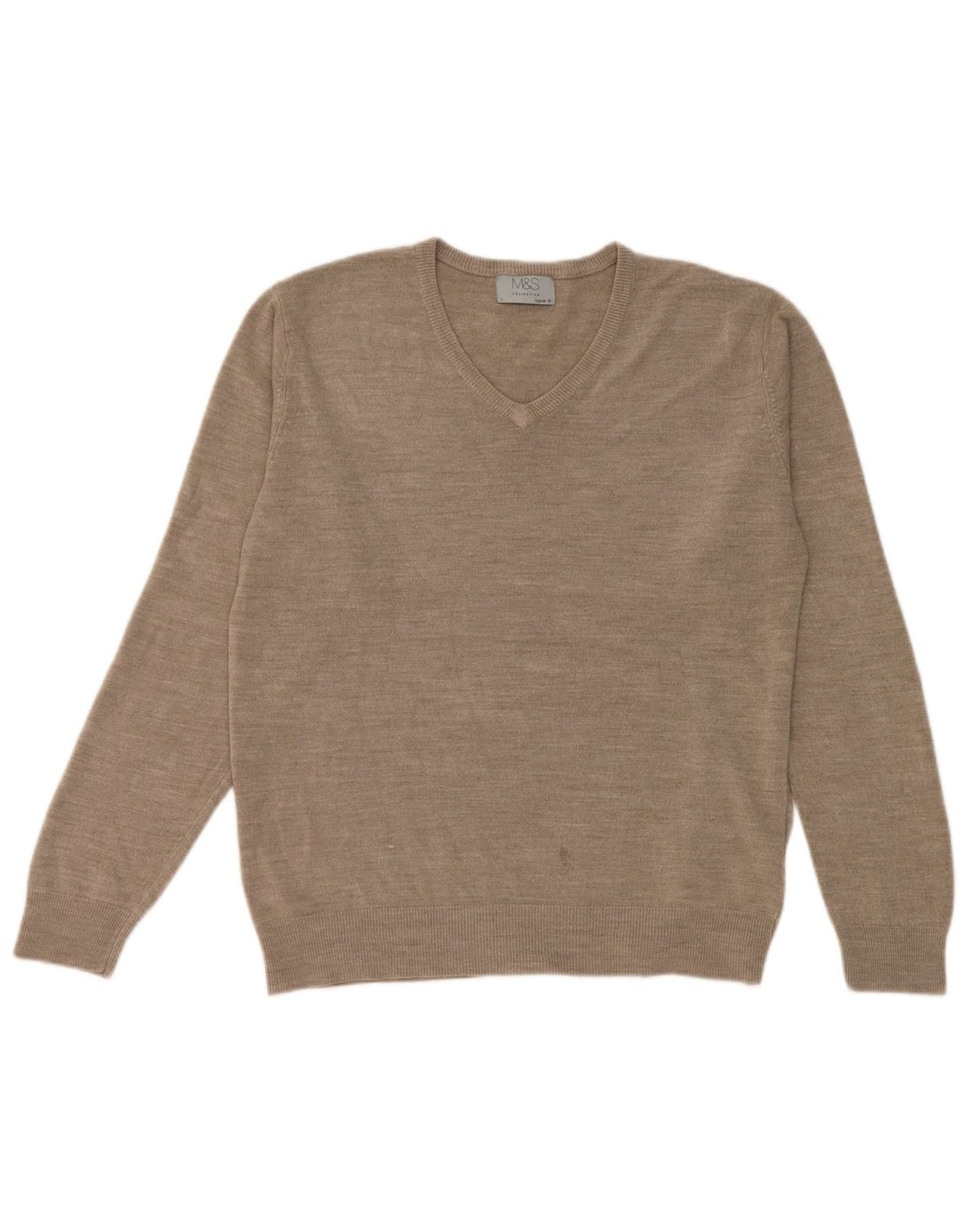 Marks & Spencer Herre Regular Fit V-hals sweater Stor Beige Akryl