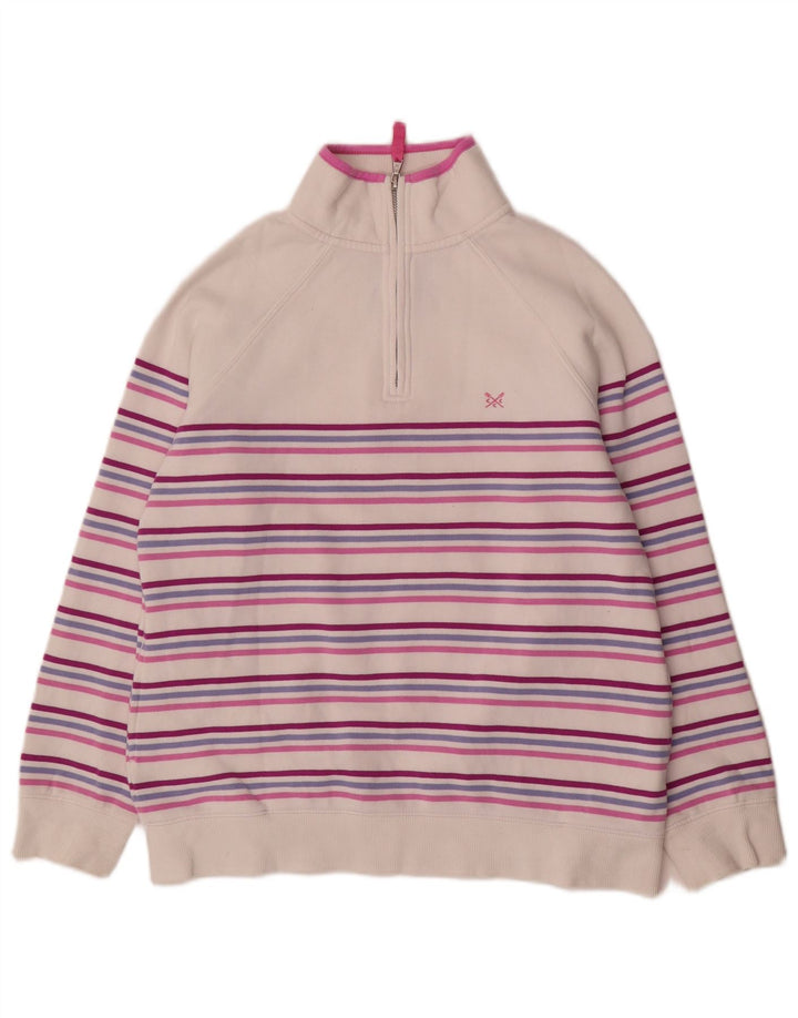 Besætningstøj Dame Sweatshirt med lynlås-hals DK 12 Mellem hvid stribet