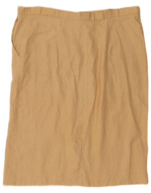 ELENA MIRO Lige nederdel til kvinder UK 14 Large W38 Beige Linned