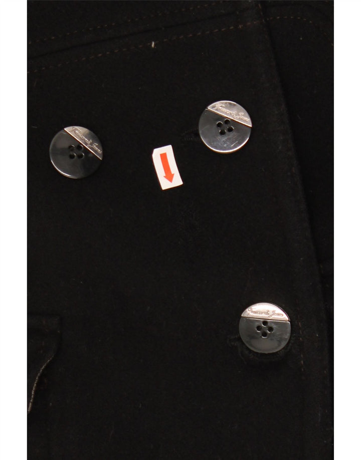 Trussardi Jeans Dame Dobbeltradet Frakke IT 44 Medium Sort Uld
