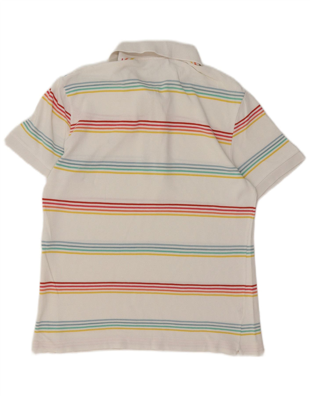 LACOSTE Poloshirt til mænd størrelse 4 Medium hvid stribet bomuld