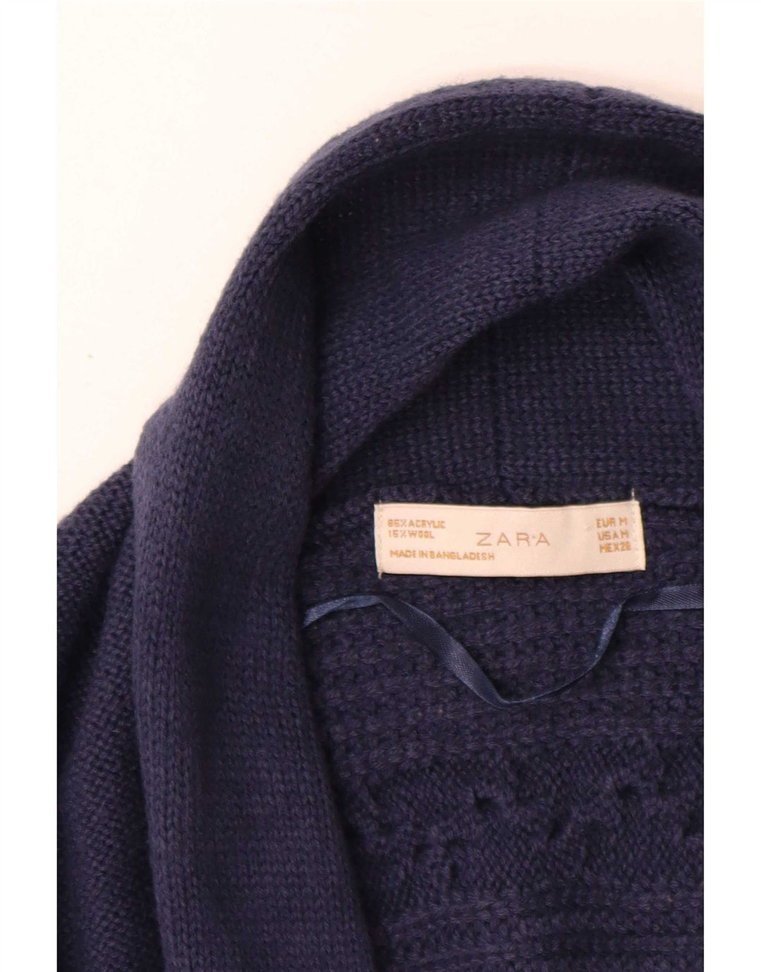 Zara Dame Oversized Cardigan Sweater UK 12 Medium Navy Blue Akryl