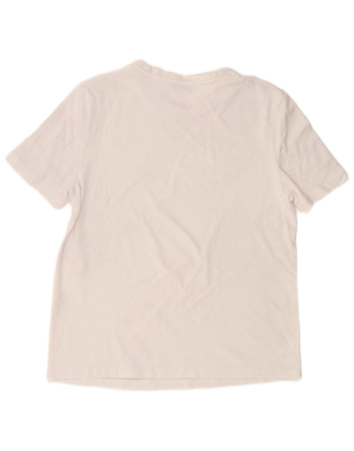 Zara Dame T-Shirt Top UK 14 Medium Hvid Bomuld