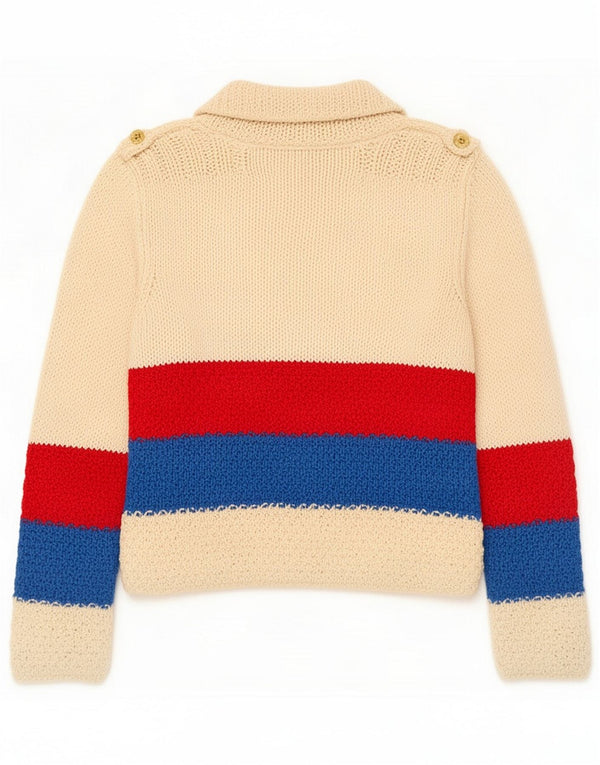 Vintage Dame V-hals sweater UK 14 Medium Off White Stribet