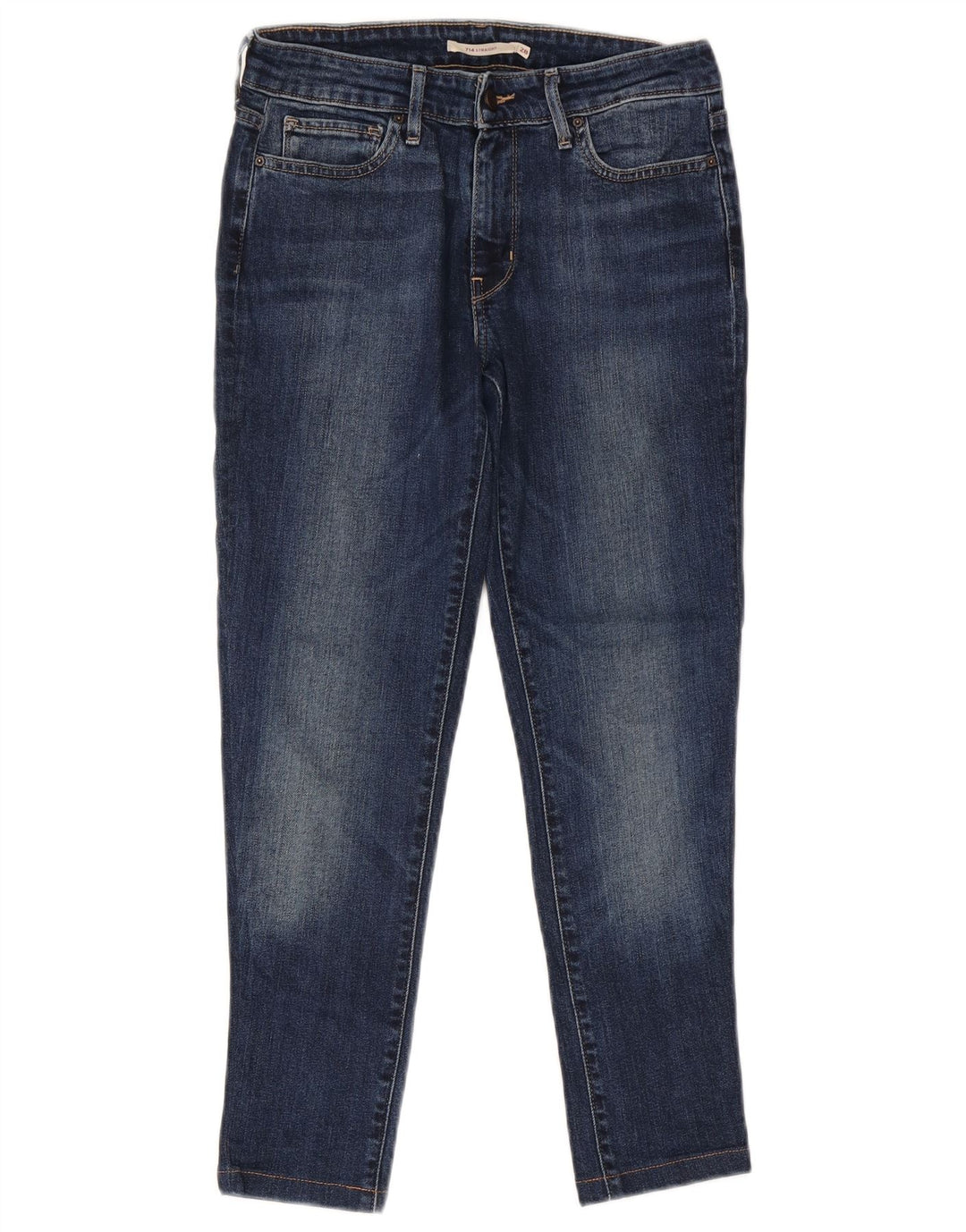 Levi's Dame 714 Straight Jeans W28 L26 Marineblå Bomuld