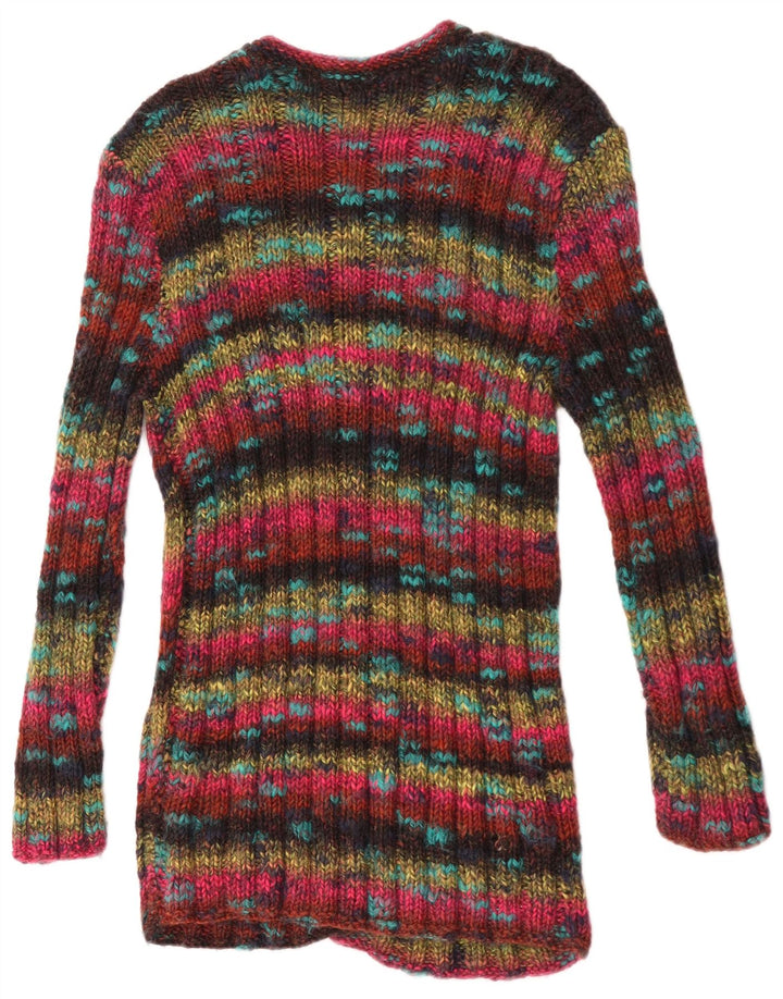 Vintage Dame Longline Cardigan Sweater UK 10 Small Multicolored Flecked