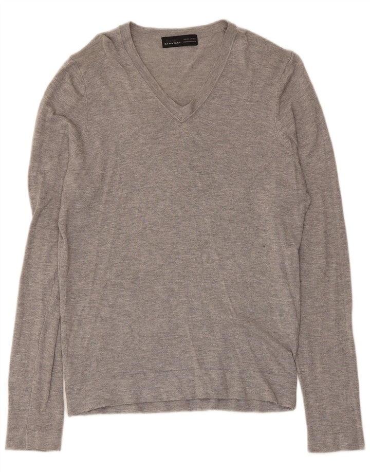 Zara Herre V-hals sweater lille grå