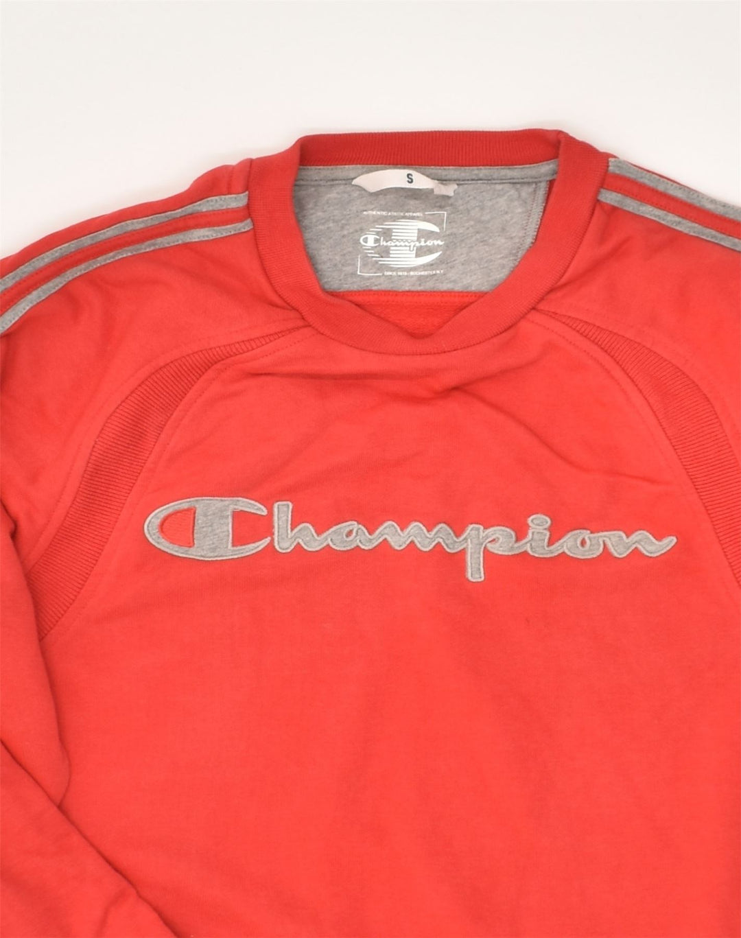 CHAMPION Mens Graphic Sweatshirt Jumper Small Red Cotton | Vintage Champion | Thrift | Second-Hand Champion | Used Clothing | Messina Hembry 