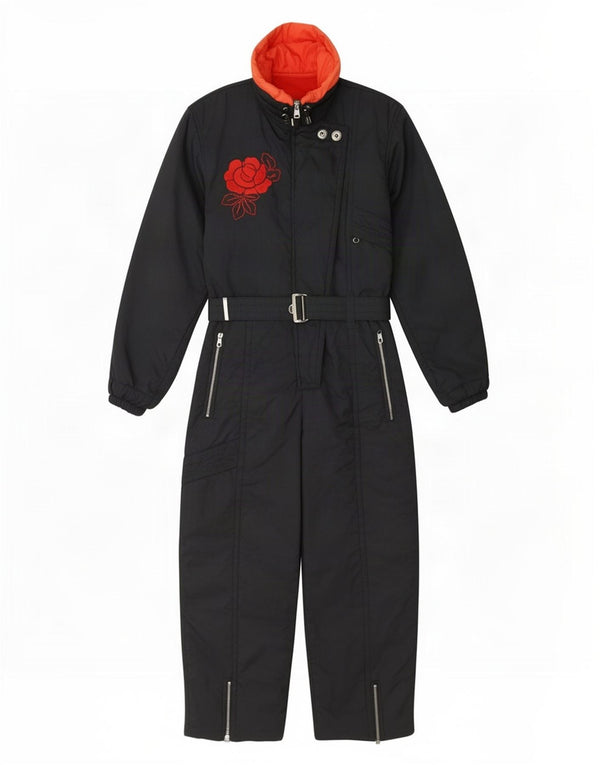 Belfe Graphic Ski Jumpsuit UK 14 Medium Navy Blue Nylon