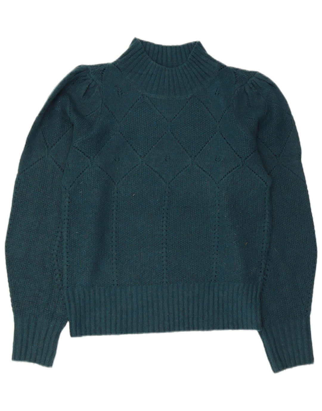 Fat Face Dame Turtle Neck Jumper Sweater UK 8 Small Green Acryl