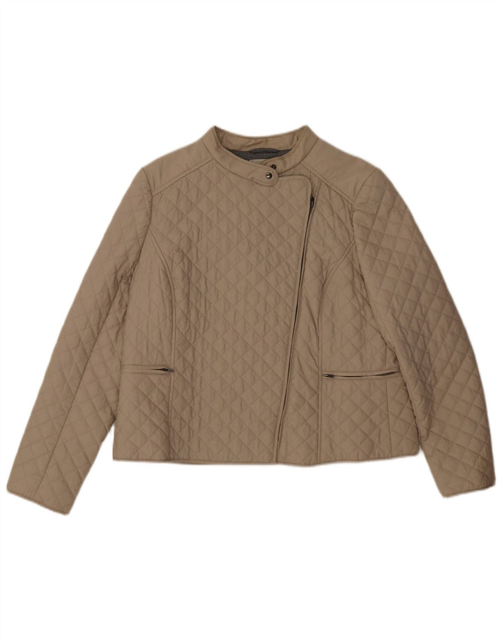 Hobbs Dame Crop Quiltet Jakke UK 16 Stor Beige Bomuld