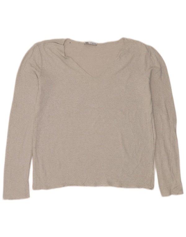 Zara Dame V-hals sweater UK 16 Stor Sølv