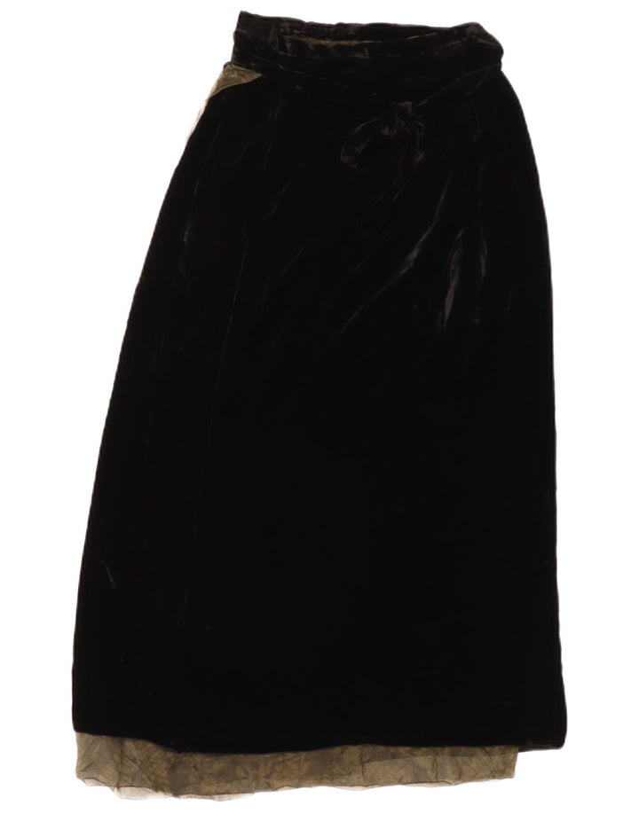 Aspesi Dame Maxi Wrap Nederdel IT 42 Medium W26 Sort Paisley Viscose