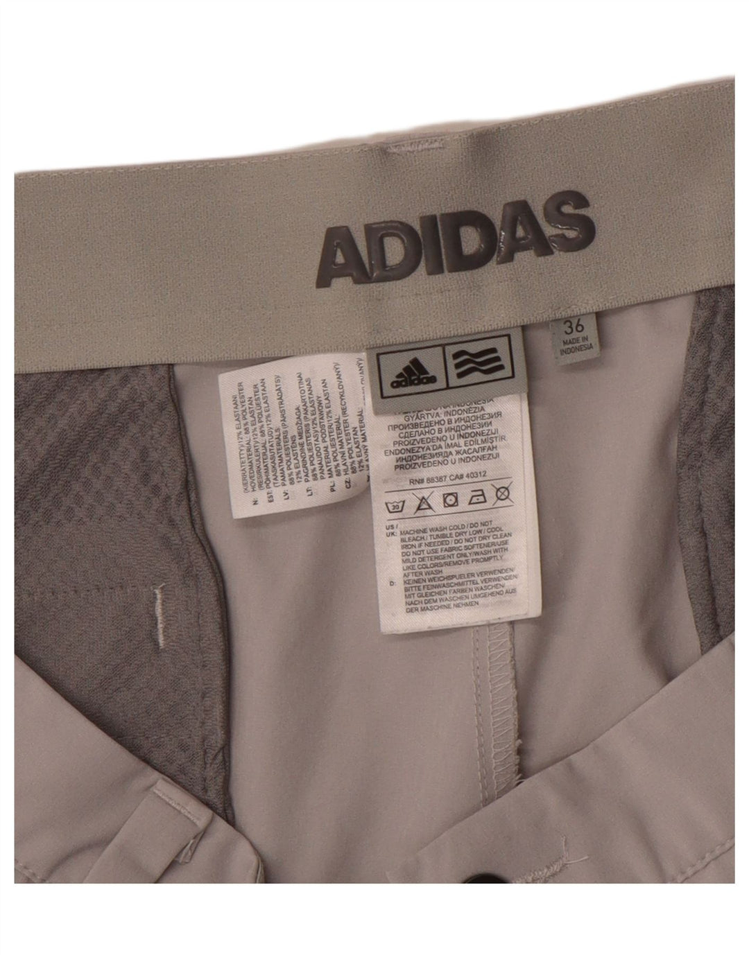ADIDAS Chino Shorts til mænd W36 Large Grå Polyester
