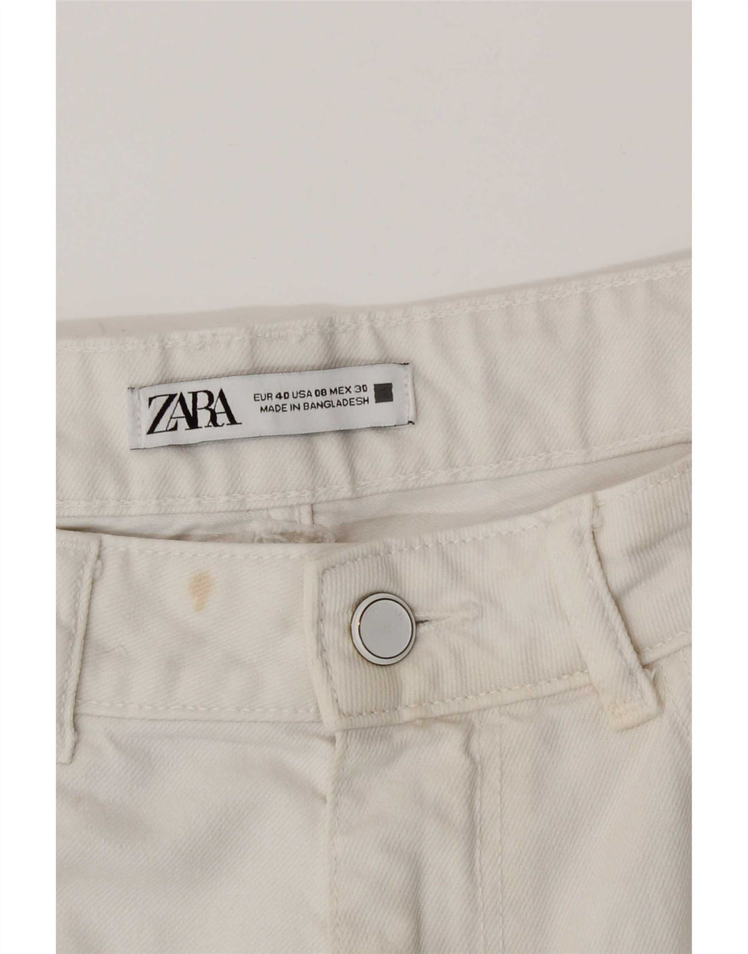 Zara Dame Jeans med brede ben EU 40 Medium W30 L29 Hvid